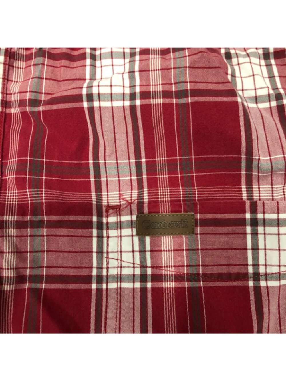Carhartt Button Down Plaid Short Sleeve Red Collared Work Shirt Mens Size XL - Picture 5 of 8